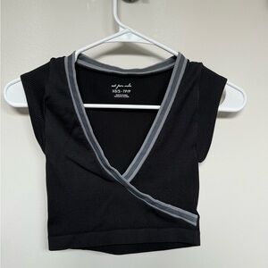 Urban Outfitters Black and Gray Sleeveless Wrap Crop Top